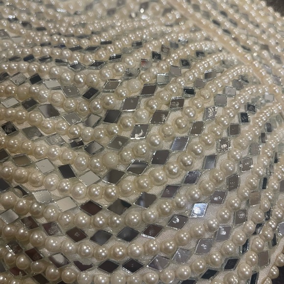 White pearl and mirror work blouse - Picture 3 of 3